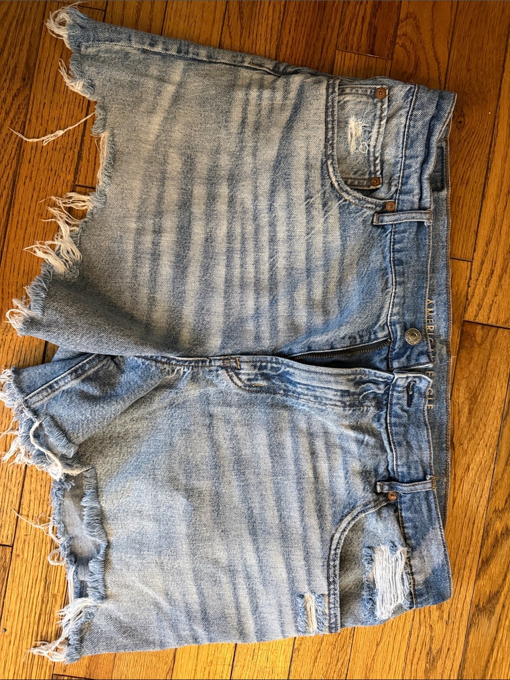American Eagle Outfitters Light Blue Distressed Jean Shorts